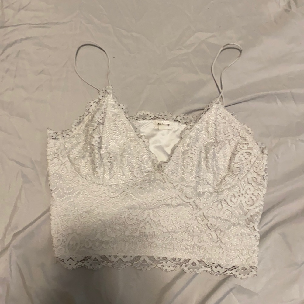 White crop lace top